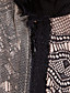  Robe Dentelle Manche Longues Décolleté Couches Superposées (Beige et Noir)