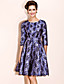  ts vintage stil jacquard swing kjole med blondekant