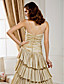  Sheath/Column V-neck Court Train Taffeta  Wedding Dress
