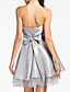  A-line Sweetheart Strapless Knee-length Organza Over Taffeta Organza Bridesmaid Dress