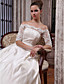  Ball Gown Scalloped-Edge Court Train Satin Wedding Dress