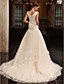  A linha V-neck trem capela vestido de noiva de tule
