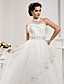  Ball Gown High Neck  Court Train Organza Wedding Dress