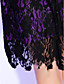  Sheath/Column V-neck Knee-length Chiffon Lace Cocktail Dress