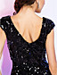  bainha / coluna v-pescoço curto / mini vestido de cocktail de lantejoulas
