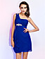  un vestido de cóctel de gasa corta / mini del hombro vaina / columna
