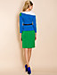  ts kontrastfarge langermet belte bodycon kjole