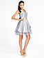  A-line Halter Knee-length Organza Over Taffeta Bridesmaid Dress