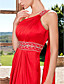  Sheath/Column One Shoulder Floor-length Satin Chiffon Evening Dress