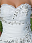  A-line Sweetheart Strapless Chapel Train Organza Wedding Dress