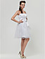  A-line Sweetheart Knee-length Satin And Organza Bridesmaid Dress