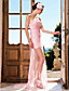 Sheath/ Column Sweetheart Sweep/ Brush Train Tulle Over Taffeta Evening Dress