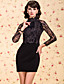  TS VINTAGE High Collar Navy Lace Black Dress