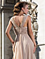  Sheath/Column V-neck Floor-length Chiffon Evening Dress With Beading And Ruching
