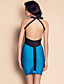  TS Halter Contrast Color Bodycon Bandage Dress