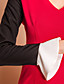  ts v-hals contrasterende kleur spleet maxi jurk