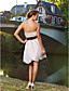  A-line Sweetheart Knee-length Satin Chiffon Cocktail Dress