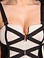  TS Contrast Color Strap Tieback Bodycon Bandage Dress