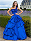  baljurk een schouder vloer-length taffeta avondjurk met pick-up rok en bloem (en)