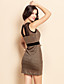  ts costura malha de ouro camisa vestido bodycon colete