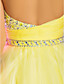 A-line Strapless Short/Mini Chiffon And Tulle Cocktail Dress With Beading And Crystal Detailing