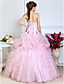  Ball Gown Strapless Floor-length Organza Evening Dress