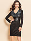  ts trendy stoffen splicing pailletten lange mouw schede jurk