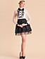  TS VINTAGE Shirt Top Ruffle Front Beads Flower Ball Dress