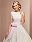  Ball Gown Bateau Tea-length Satin Wedding Dress