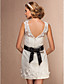  Sheath/Column Bateau Short/Mini Lace Wedding Dress