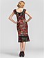  Sheath/Column Scoop Knee-length Stretch Satin Evening Dress