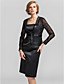  Sheath/Column Square Knee-length Lace|Stretch Satin Evening Dress With Wrap