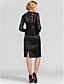  Sheath/Column Square Knee-length Lace|Stretch Satin Evening Dress With Wrap