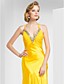  Trumpet/Mermaid V-neck Sweep Train Chiffon and Satin Evening Dress