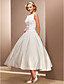 Ball Gown Bateau Tea-length Satin Wedding Dress