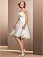  Ball Gown Strapless Knee-length Satin Wedding Dress
