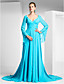  Sheath/Column V-neck Court Train Chiffon Evening Dress