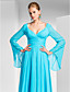  Sheath/Column V-neck Court Train Chiffon Evening Dress