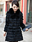 Elegant Long Sleeve Fox Fur Collar Evening Rabbit Fur Coat(More Colors)