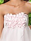  Empire Strapless Knee-length Tulle Over Satin Bridesmaid/ Wedding Party Dress