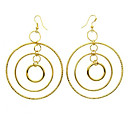 Gold Metal Circle Drop Hook Earrings 5.9cm x 5.9cm (MH027)(Start From 30 Units)