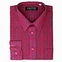 Top Grade Men's Long Sleeve Gingham Wrinkle Dress Shirt (QRJ007-3) -Free Shipping by Air Mail