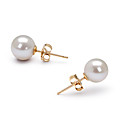 14k Gold White 6.5 - 7mm AAAA Freshwater Pearl Earring (DSZZ052) (Start From 5 Units) Free Shipping