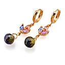 mode geel goud multi-edelsteen druppel flower oorbellen (emy2-0006-peridoot)