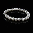 White 8.5-9 mm AA Freshwater Pearl Bracelet with Silver Beads (Start From 3 Units) Free Shipping
