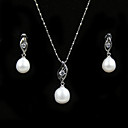 14k White Gold White 10.5 - 11mm AA FW Pearl Necklace And Earrings Set