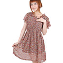 Chiffon Flutter Dress Floral Pattern  (XJQZ004-2)