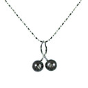 Sterling Silver Black AA FW Pearl Pendant Necklace (LQS019)