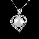 verzilverd wit aa zoetwaterparel hanger ketting