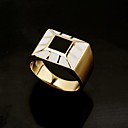 Yellow Gold Zircon And Crystal Men's Ring (80606-04)